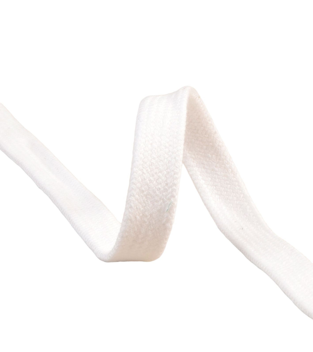 Tresse tubulaire plate au mètre 100 % coton 15mm blanc