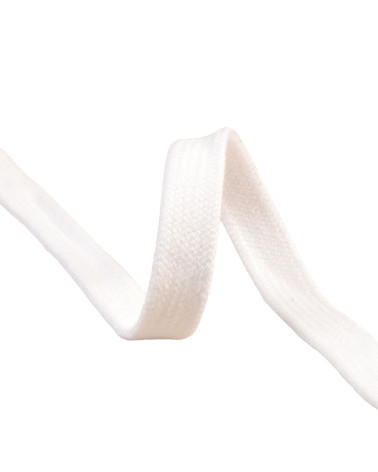 Flat tubular braid by the meter 100% cotton 15mm white