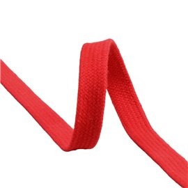 Tresse tubulaire plate au mètre 100 % coton 15mm rouge