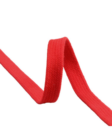 Flat tubular braid by the meter 100% cotton 15mm red