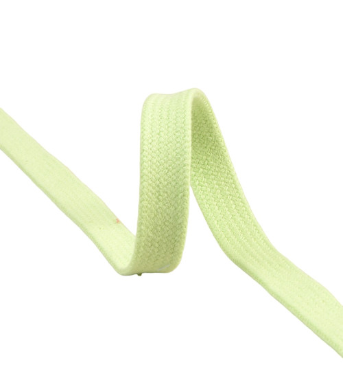 Tresse tubulaire plate au mètre 100 % coton 15mm vert nil