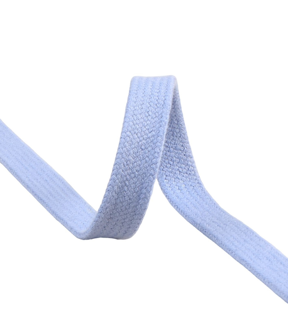 Tresse tubulaire plate au mètre 100 % coton 15mm bleu lavande