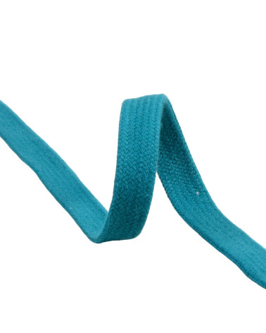 Flat tubular braid by the meter 100% cotton 15mm duck blue