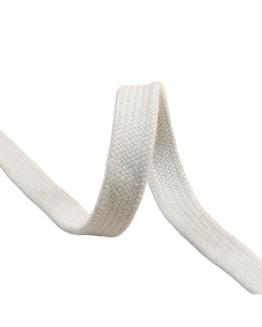 Flat tubular braid by the meter 100% cotton 15mm light gray