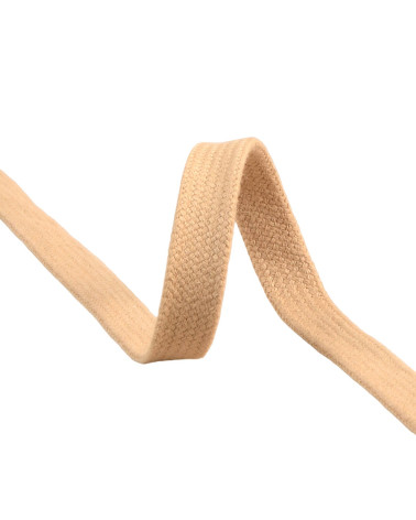 Flat tubular braid by the meter 100% cotton 15mm beige