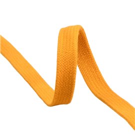 Tresse tubulaire plate au mètre 100 % coton 15mm jaune moutarde