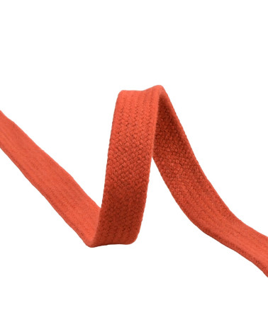 Flat tubular braid by the meter 100% cotton 15mm rust