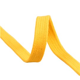 Tresse tubulaire plate au mètre 100 % coton 15mm jaune or
