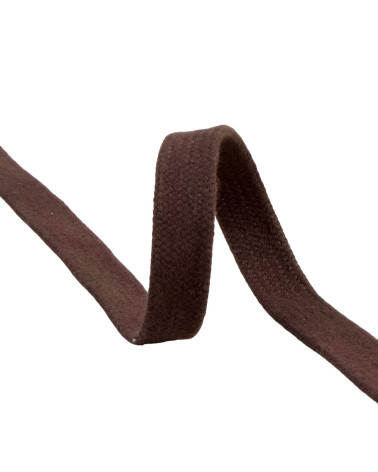 Flaches Schlauchgeflecht pro Meter aus 100 % Baumwolle, 15 mm, dunkelbraun