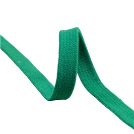 Tresse tubulaire plate au mètre 100 % coton 15mm vert