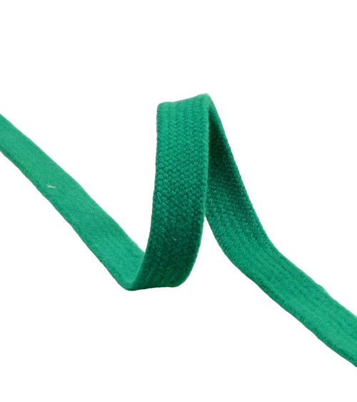 Tresse tubulaire plate au mètre 100 % coton 15mm vert