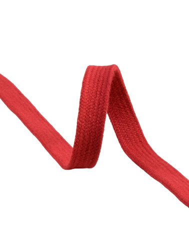 Flat tubular braid by the meter 100% cotton 15mm burgundy red