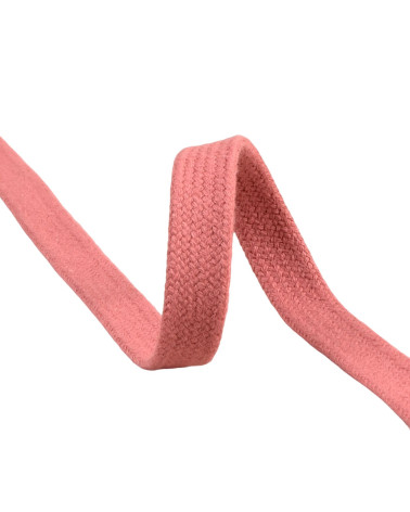 Flat tubular braid by the meter 100% cotton 15mm old pink