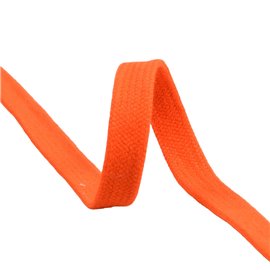 Tresse tubulaire plate au mètre 100 % coton 15mm orange bengale