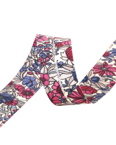 Flower bias binding 100% cotton 27mm red hermes made in France