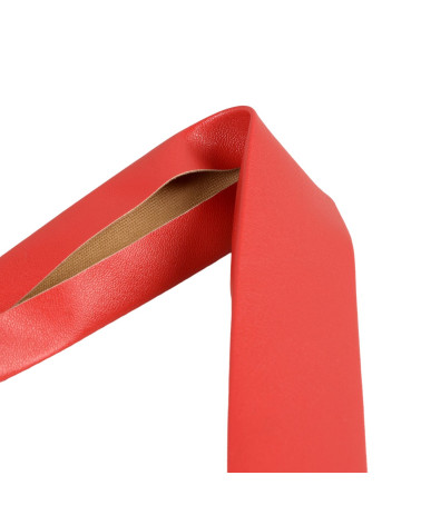 Biais simili cuir métal 27mm rouge au mètre fabriqué en Europe