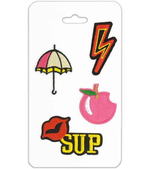 Set of 4 lightning-themed iron-on patches