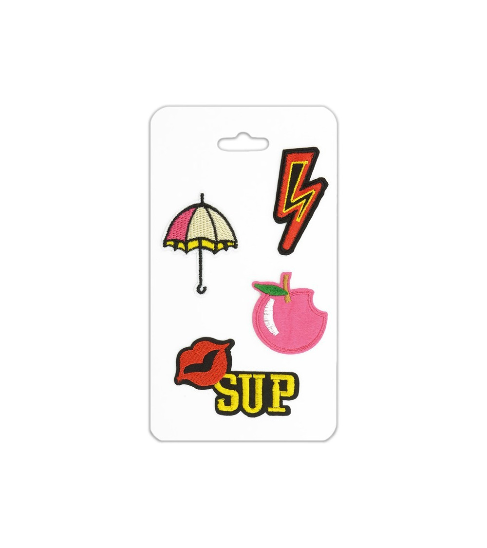 Set of 4 lightning-themed iron-on patches