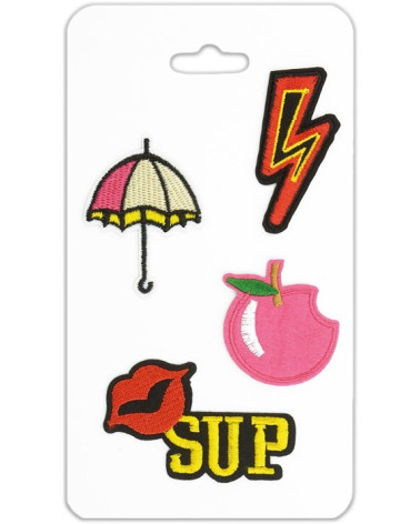 Set of 4 lightning-themed iron-on patches