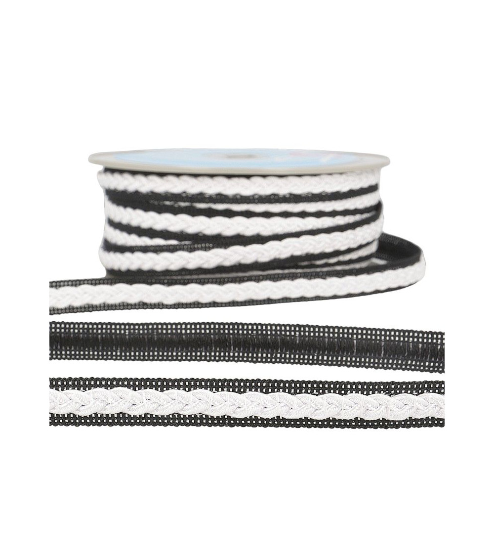 20m reel Two-tone dress braid White/black 14mm
