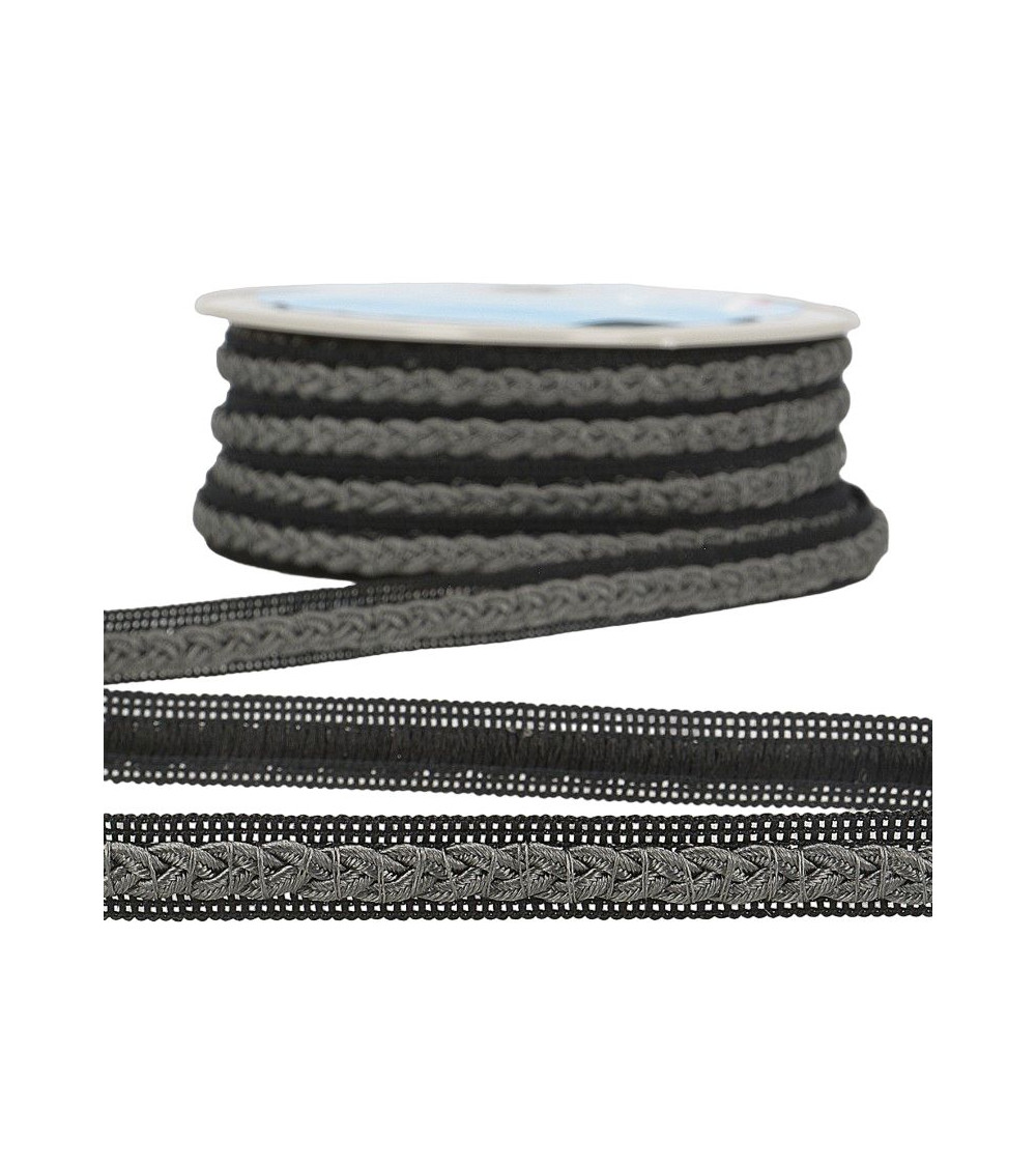 20m reel Two-tone dress braid Light grey/black 14mm