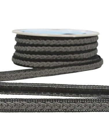 20m reel Two-tone dress braid Light grey/black 14mm