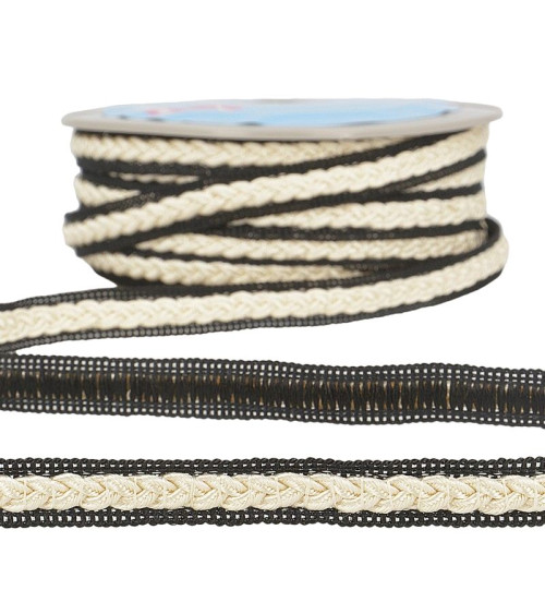 20m reel Two-tone dress braid Ecru/black 14mm