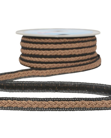 20-m-Rolle Zweifarbiges Kleidgeflecht Braun/Schwarz 14 mm