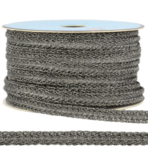 25m reel Metallic dress braid Silver/black 10mm