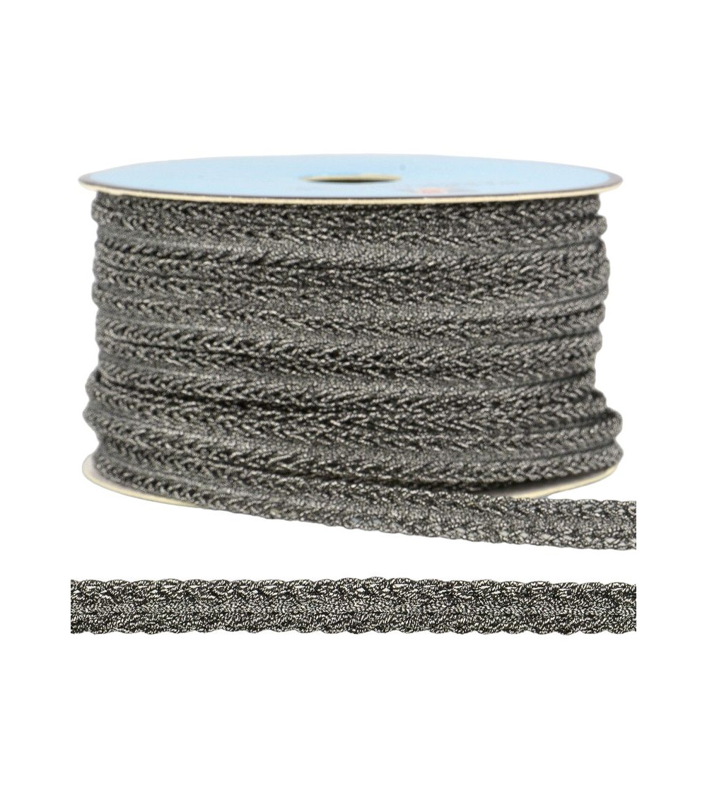 Bobina da 25 m Treccia metallizzata Argento/nero 10 mm