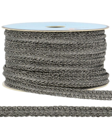 Bobina da 25 m Treccia metallizzata Argento/nero 10 mm