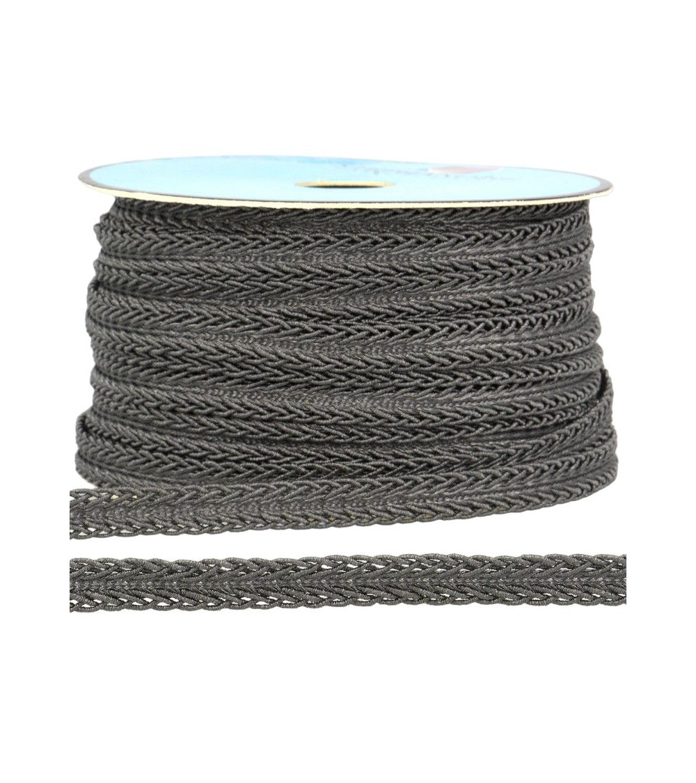 25-m-Rolle Dunkelgraues metallisches Kleidgeflecht, 10 mm