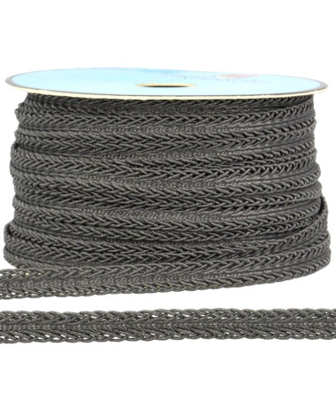 25-m-Rolle Dunkelgraues metallisches Kleidgeflecht, 10 mm