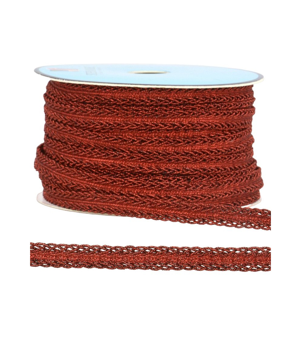 25-m-Rolle Rotes metallisches Kleidgeflecht, 10 mm