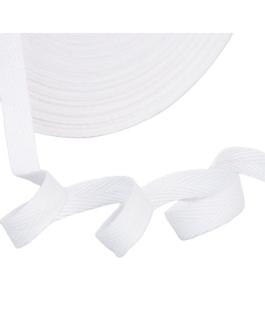 Bobine 45 mètres de sergé coton blanc 11mm