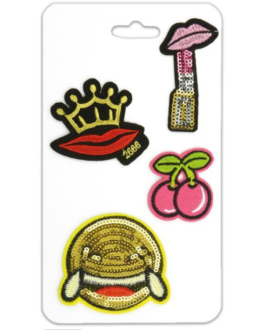 Set of 4 Smiley themed iron-on patches
