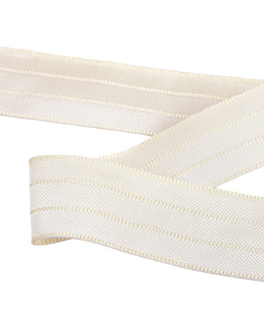 Spool of 25m ribbon, 3 tones, 30mm, Ecru
