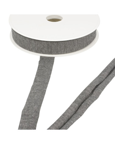 Bobine 20m biais jersey extensible Gris Moyen 20mm