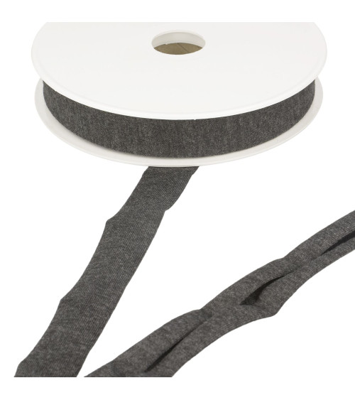 20m reel stretch jersey bias tape Gray Black 20mm