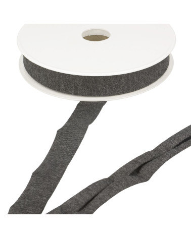 Bobina da 20 m di nastro in sbieco in jersey elasticizzato Grigio Nero 20 mm