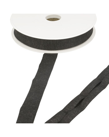 20m spool of stretch jersey bias binding, dark grey, 20mm