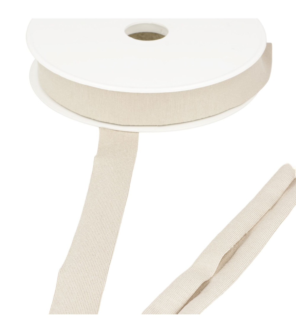 Bobine 20m biais jersey extensible Beige 20mm