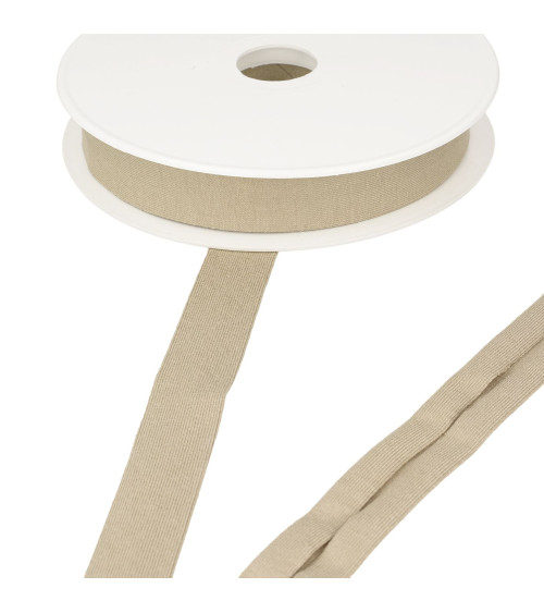 Bobine 20m biais jersey extensible Beige Foncé 20mm