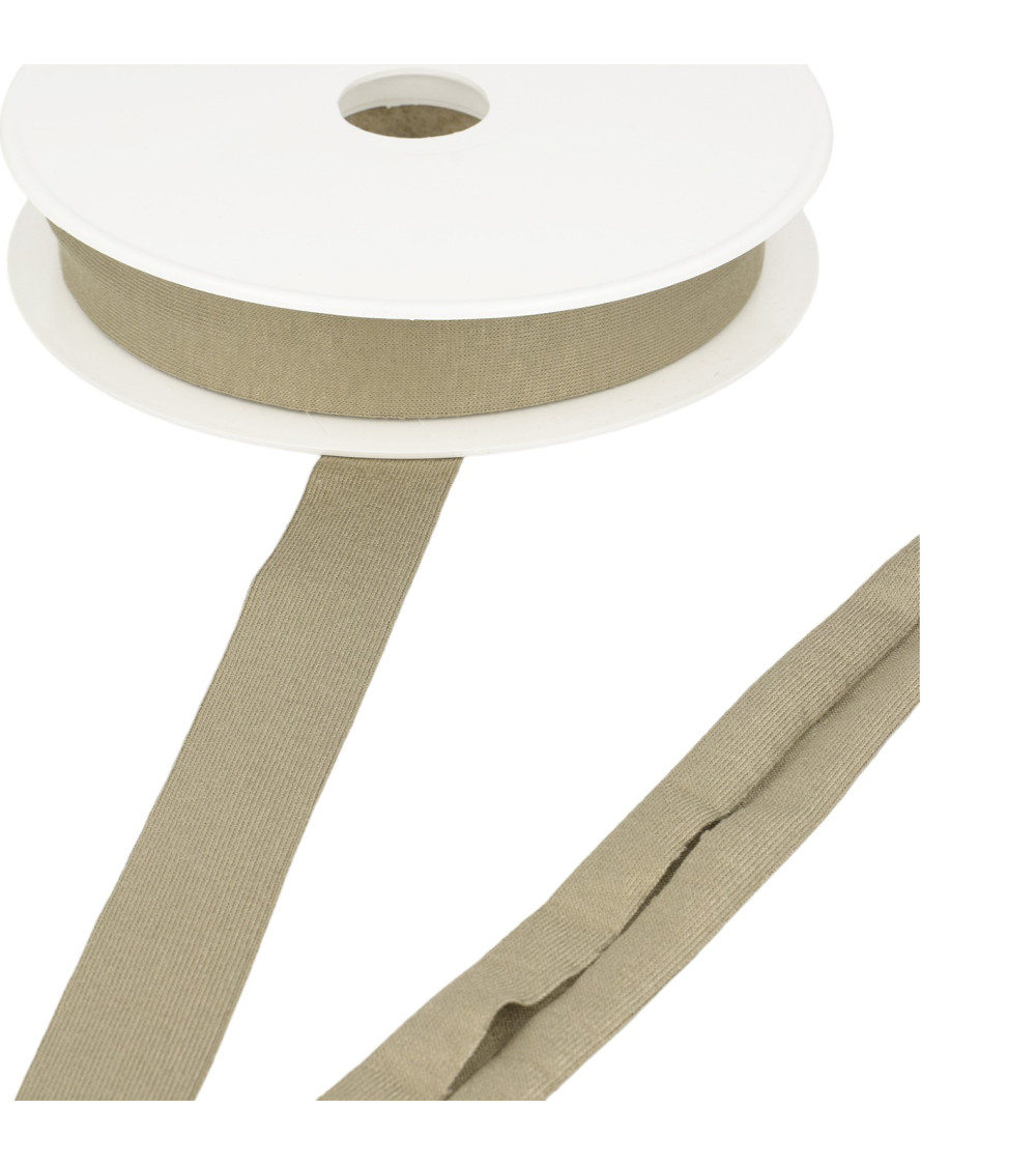 Bobine 20m biais jersey extensible Taupe 20mm