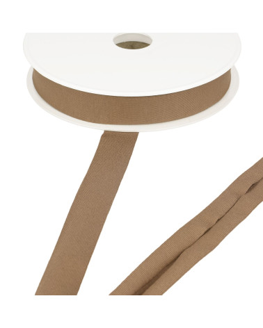 20m spool of stretch jersey bias binding, Chocolate Brown, 20mm