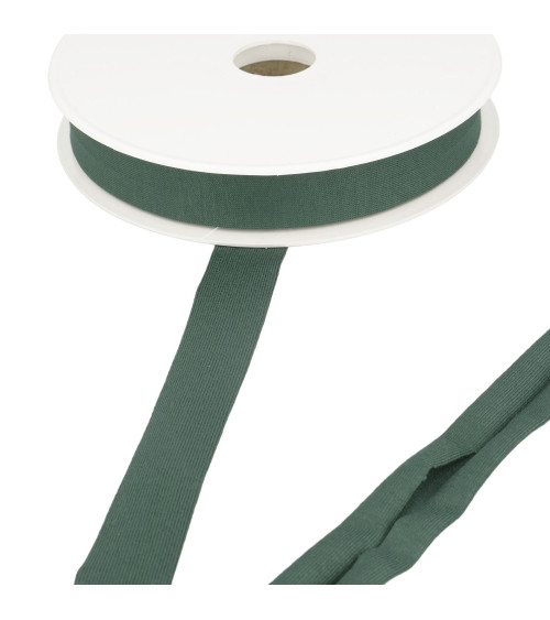 Bobine 20m biais jersey extensible Vert Bouteille 20mm