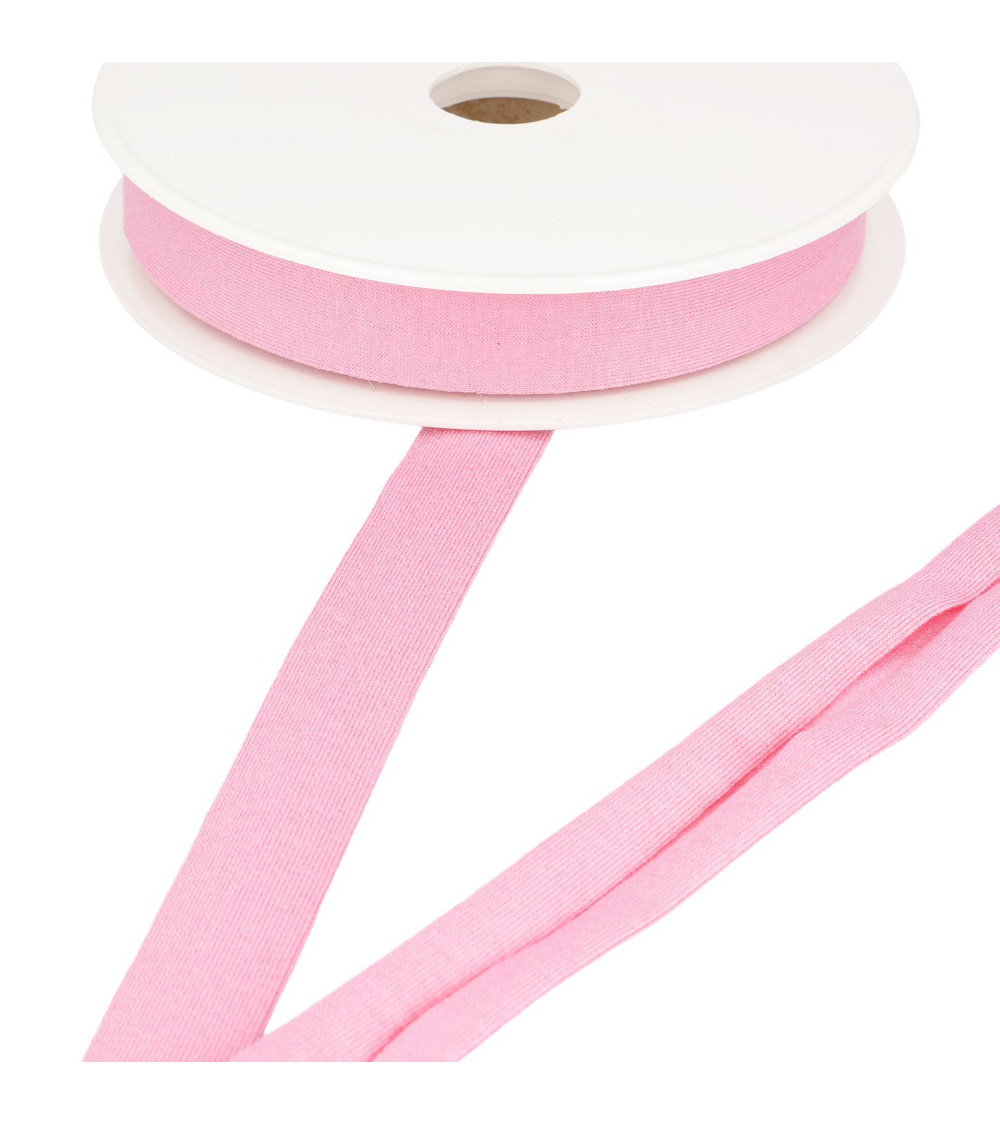 20m spool of stretch jersey bias tape Pink 20mm