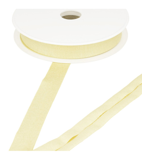 Bobine 20m biais jersey extensible Jaune paille 20mm