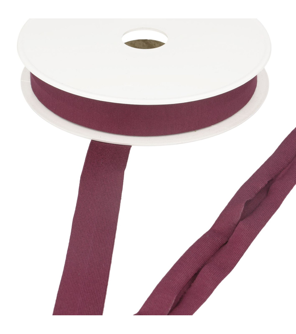 Bobine 20m biais jersey extensible Bordeaux foncé 20mm