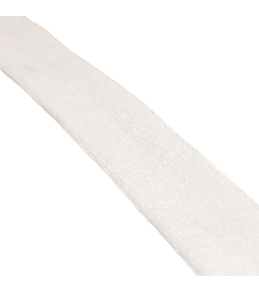 Biais bouclette 80 % coton 20% polyester 27mm blanc au mètre fabriqué en Europe